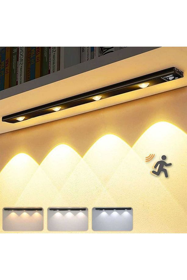 3 Adet 60 cm Sensörlü, Sensörsüz Kullanılabilir Usb Şarjlı Taşınabilir Mutfak, Dolap, Gece Lambası - 5