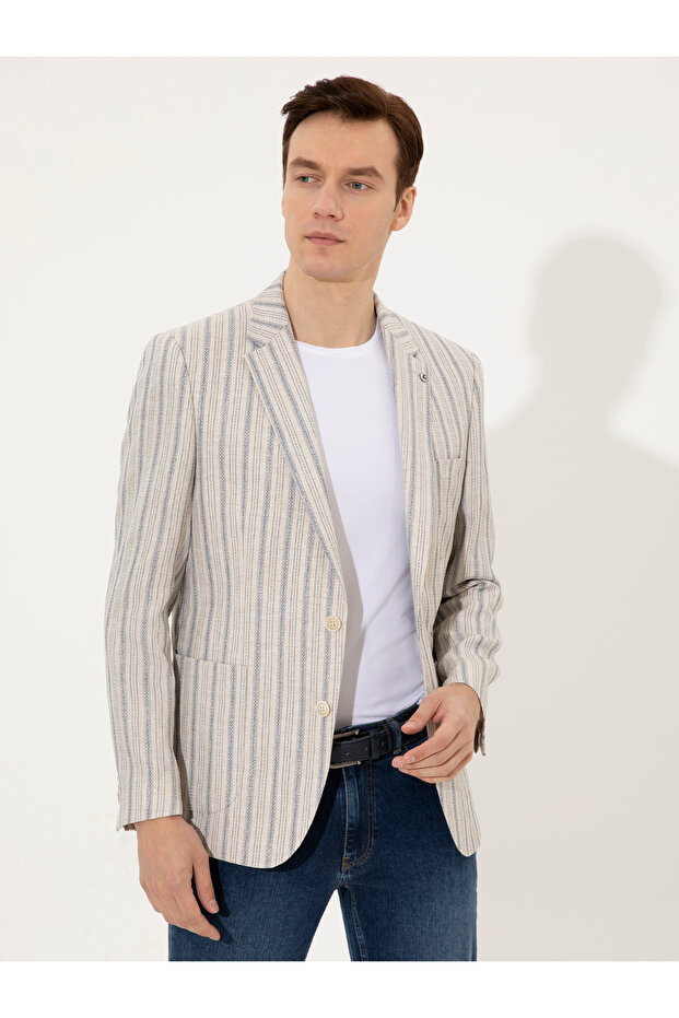 Blue Slim Fit Jacket 50247318-Vr036