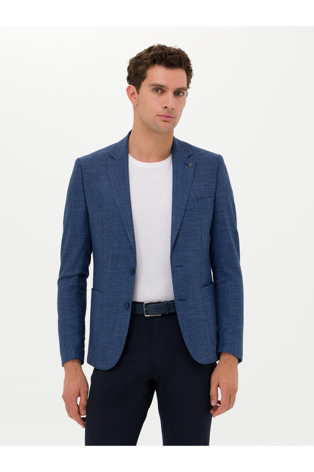 Navy Blue Slim Fit Jacket 50264774-Vr033