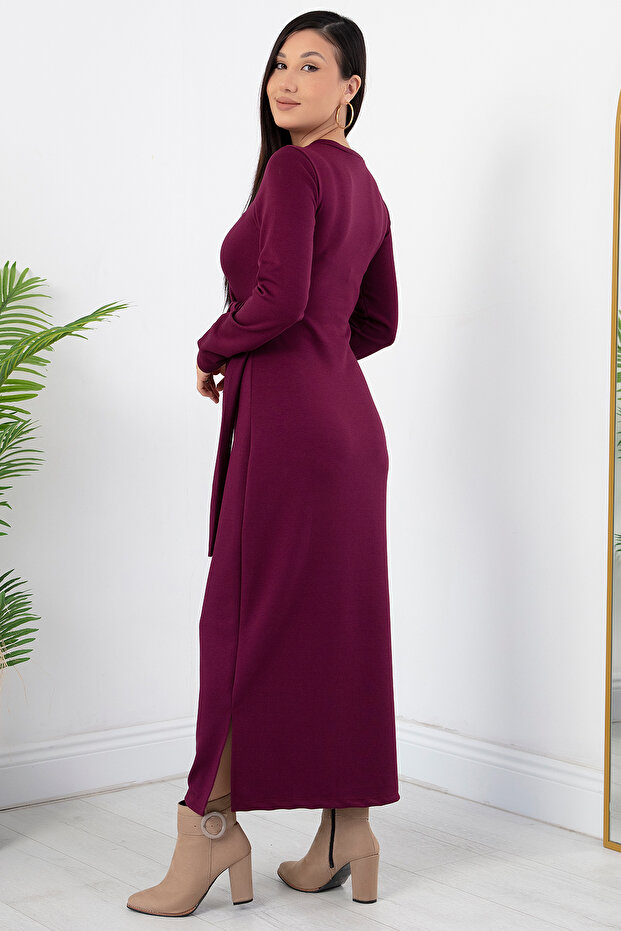 Yandan Bağlamalı Yırtmaçlı Model Elbise DKS1136 - 7