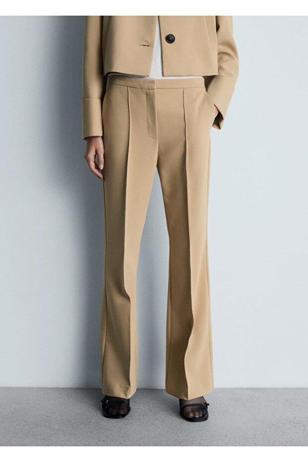 Dökümlü flare pantolon - 1