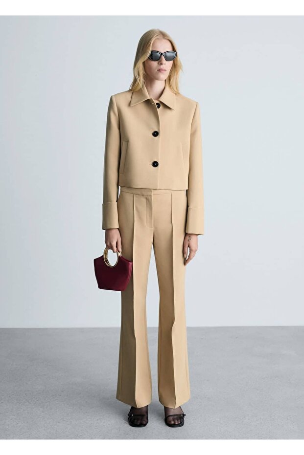 Dökümlü flare pantolon - 2