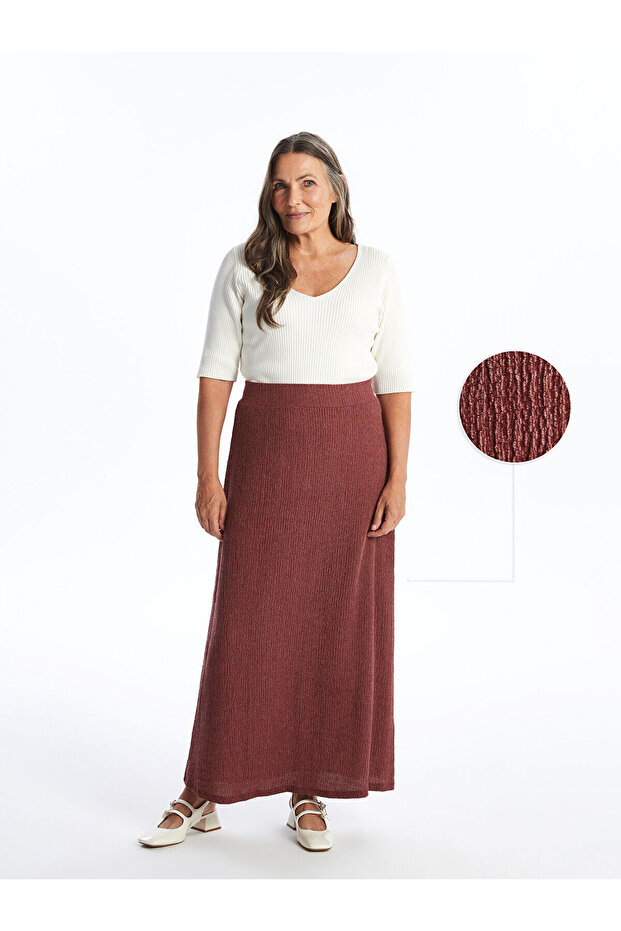 Lw - Women's Textured Skirt with Elastic Waist