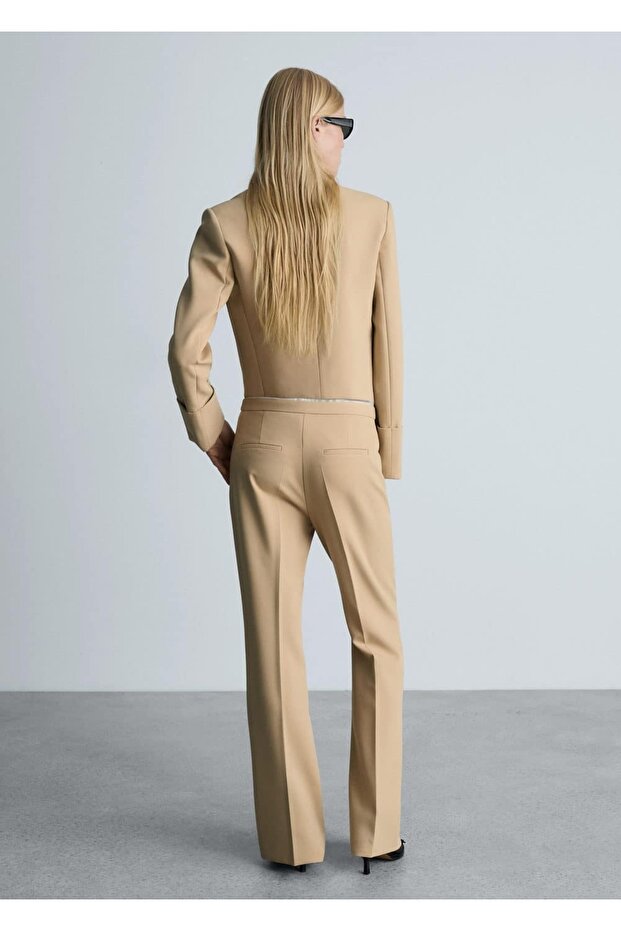 Dökümlü flare pantolon - 4