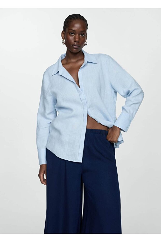 Beli lastikli lyocell pantolon - 5