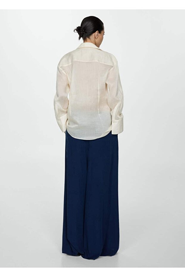 Beli lastikli lyocell pantolon - 4