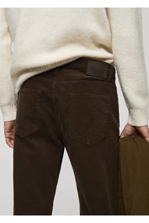 Regular kesim fitilli kadife pantolon - 7