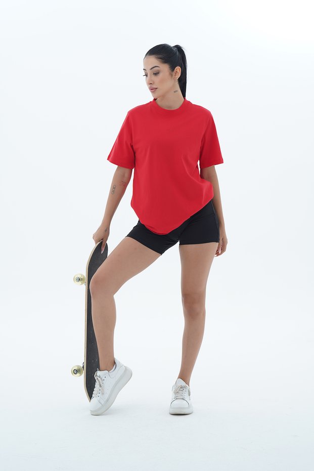 Pure Comfort - Red Relaxed Cut 100% Cotton Basic Women's T-Shirt
