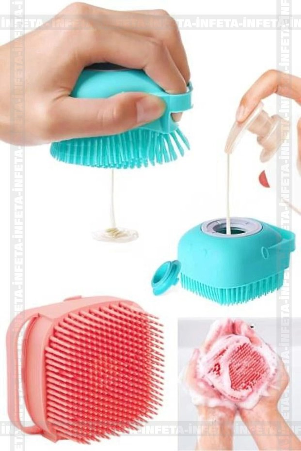 Silicone Brush Pouch with Shower Gel Chamber Multi-Purpose Body Cleaning Pouch Exfoliating Bath Loofah Dish