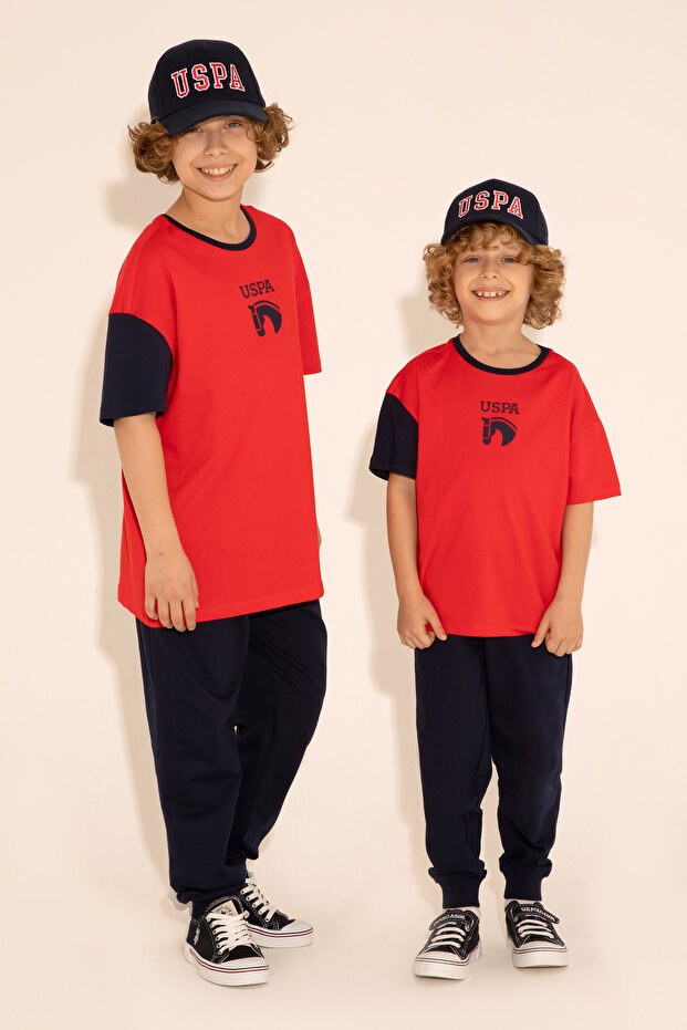 Boy's Red Oversize Crew Neck T-Shirt 50284817 -Vr030