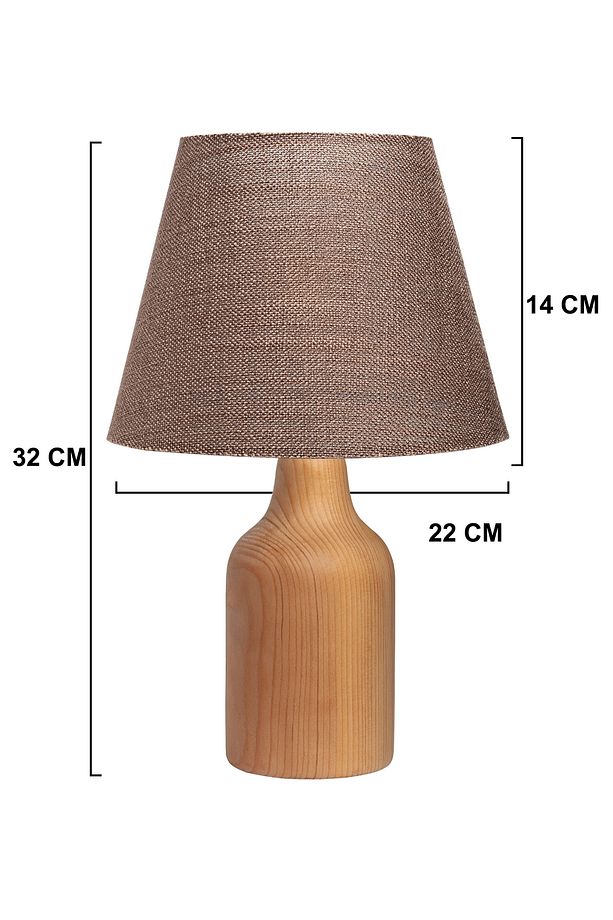 Ahşap Abajur Kahve Desen Modern Şık Yatak Odası Salon Masa Lambası - 2