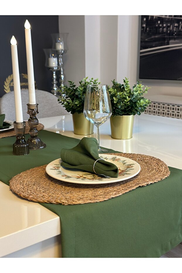 Aura 6 Pieces Cotton Stain-Resistant Green Napkin 40 X 40 cm