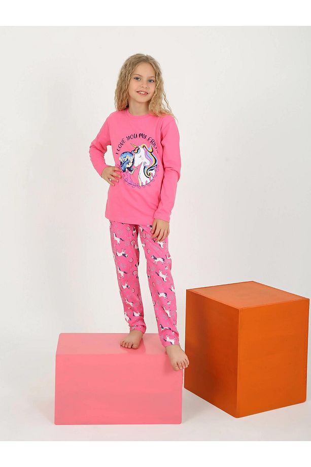 Kız Çocuk Uzun Kollu Pijama Takımı My Friend Unicorn - 4