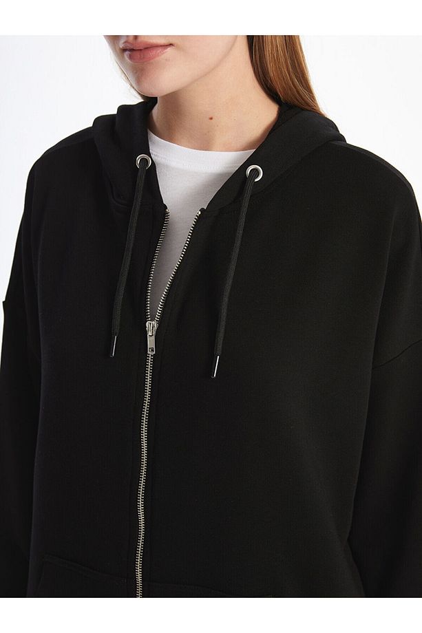 Lcw Modest Kapüşonlu Oversize Kadın Fermuarlı Sweatshirt - 3
