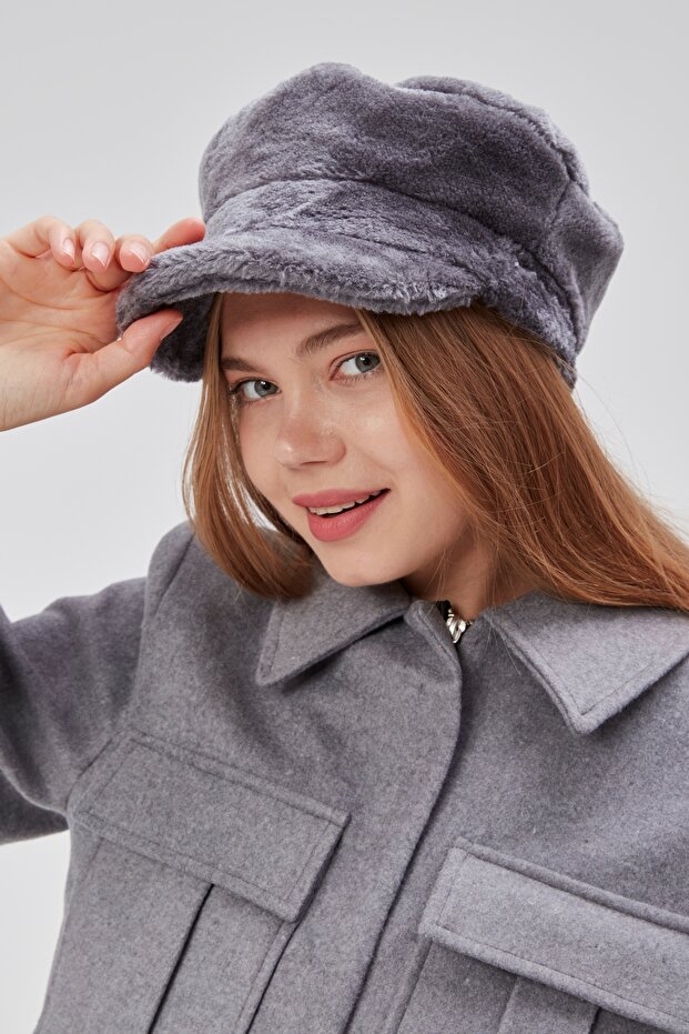 Women's Plush Cap Newsboy Winter Hat