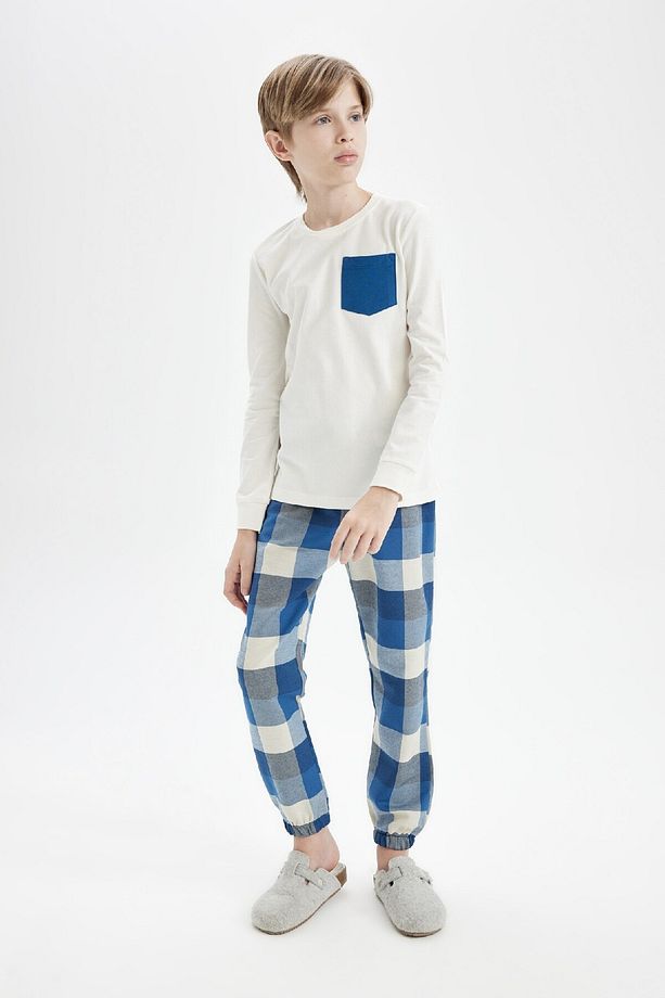 Erkek Çocuk Pijama Takım Uzun Kollu Üst Beli Lastikli Uzun Alt A6723a824wn - 1