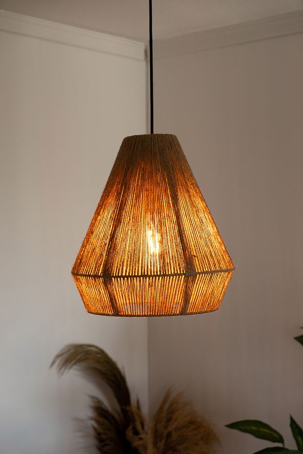 Bohem Avize Rustik Rattan Avize Hasır Avize Jüt Avize El İşçiliği Doğal Boho Chandelier - 5