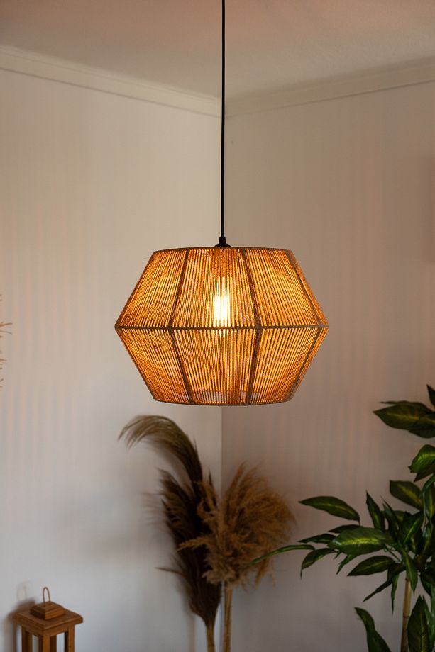 Bohem Avize Rustik Rattan Avize Hasır Avize Jüt Avize Doğal El İşçiliği Boho Chandelier - 4