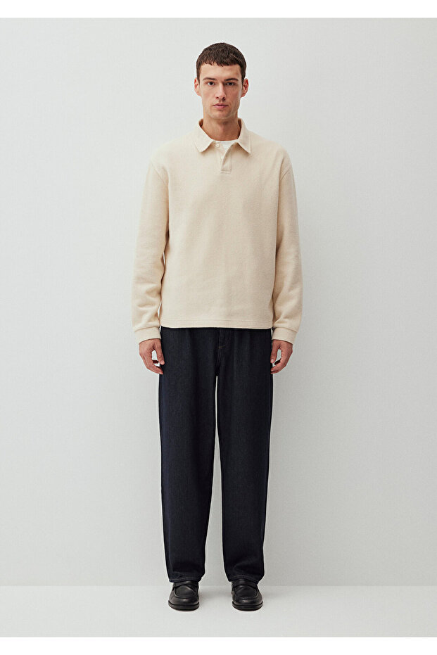 Düğmeli Beyaz Basic Sweatshirt 0S10266-81202 - 4