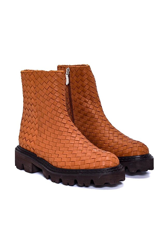 FENY TABA DERİ Kadın DÜZ BOT - 4