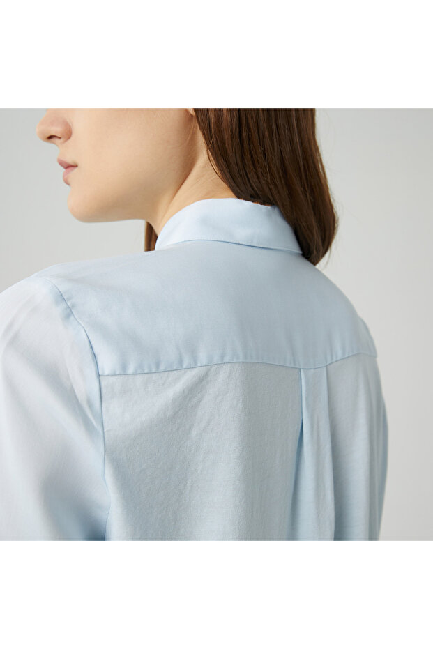 Kadın Relaxed Fit Mavi Gömlek - 6