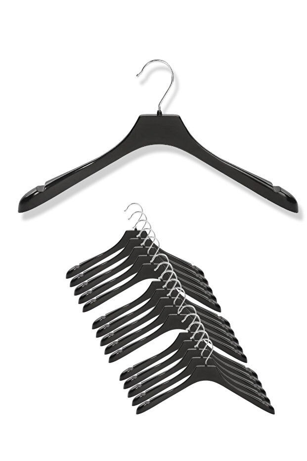 Coat, Clothes Hanger, Good Quality, Plastic Black Hanger (15 Pieces)