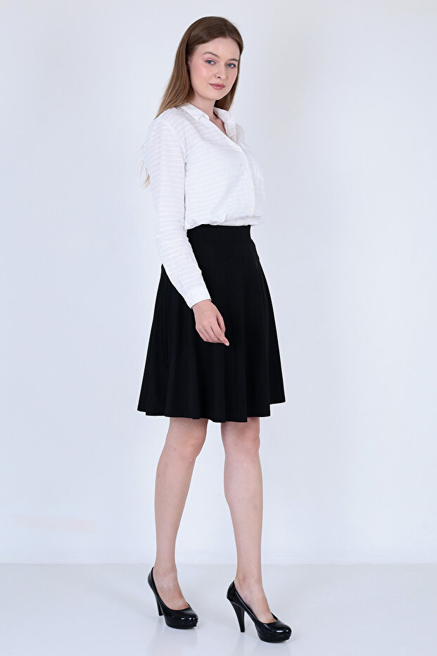 Kadın Siyah Kloş Dalgıç Etek - 6