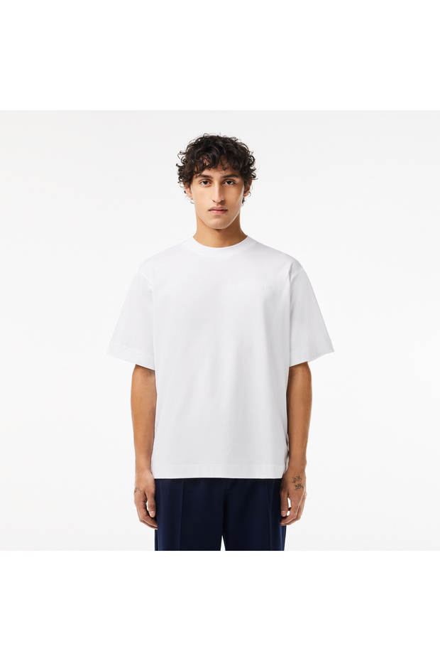 Erkek Oversize Fit Bisiklet Yaka Beyaz T-Shirt - 1