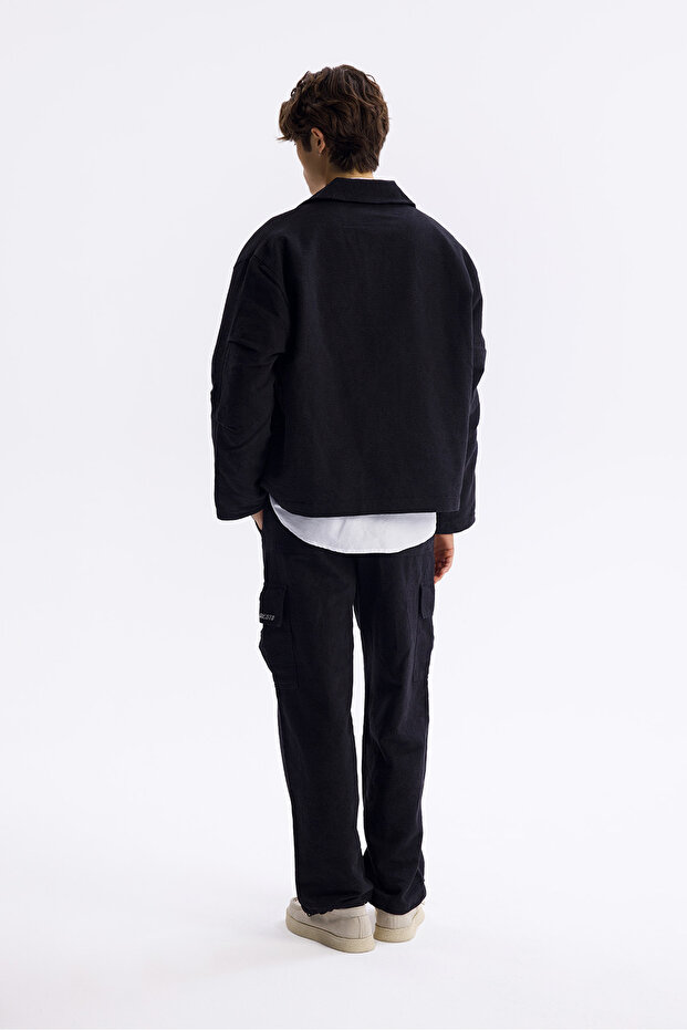 Black Thin Jacket - Patterned - 4