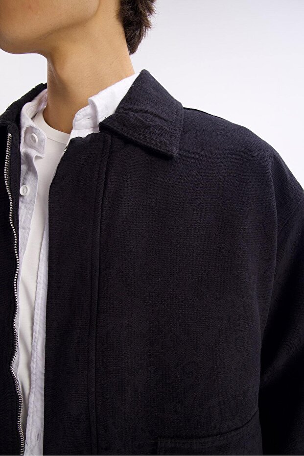 Black Thin Jacket - Patterned - 6