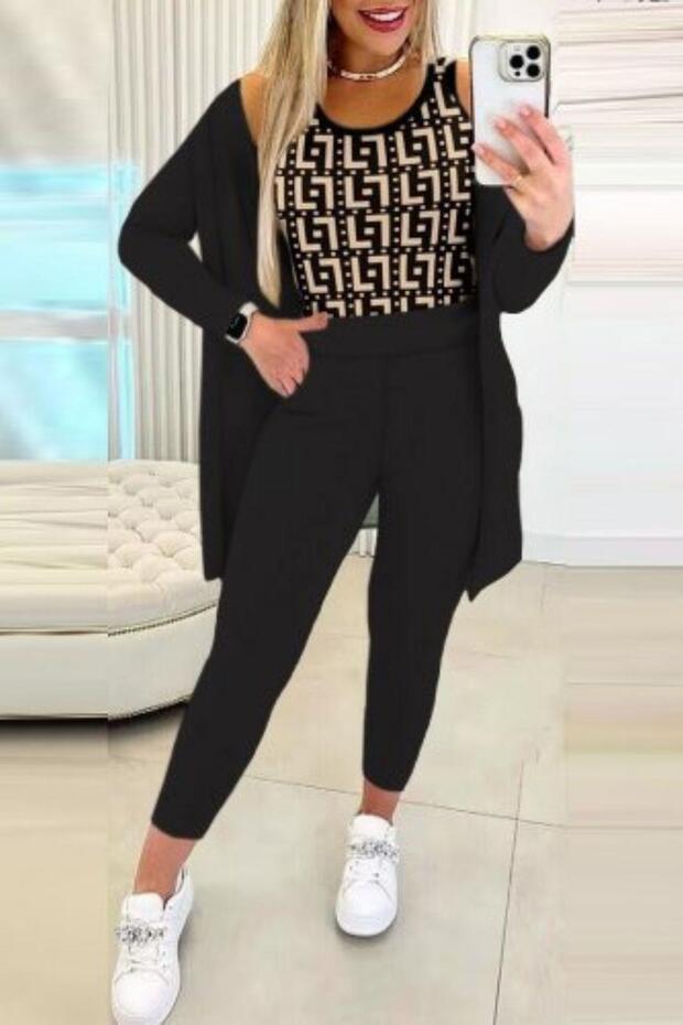 Dug rukav Krep Trostruki set crni - 4