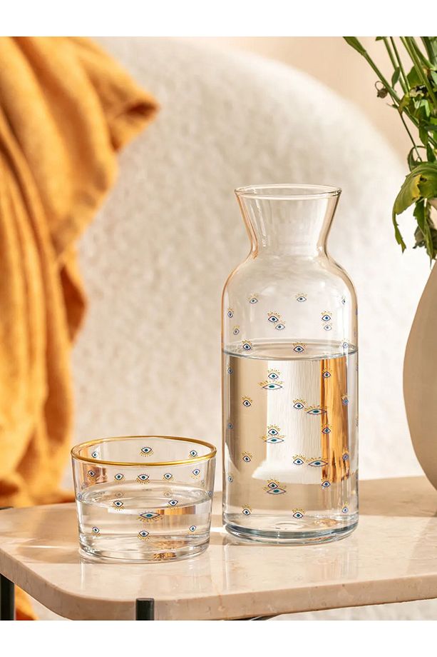 LCW HOME Mavi Baskılı Göz Baskılı Cam Sürahi 700 Ml - 1