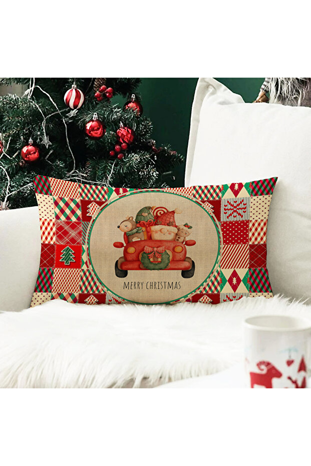 New Year's Themed Velvet Throw Pillow Case 35X55 cm - Decorative Pillow Case
