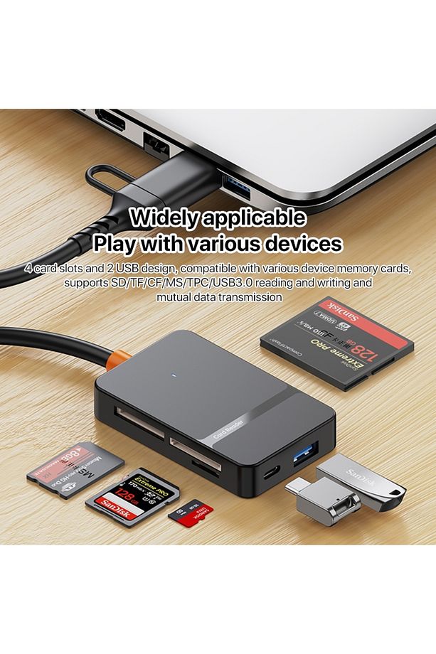 Çoklu 8in1 SD/TF/CF/MS/M2/Micro Hafıza Kart Okuyucu Adaptörü iPhone/iPad Type-C/USB  Cihazları - 6