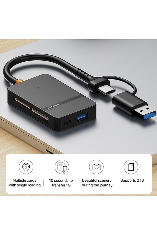 Çoklu 8in1 SD/TF/CF/MS/M2/Micro Hafıza Kart Okuyucu Adaptörü iPhone/iPad Type-C/USB  Cihazları - 3