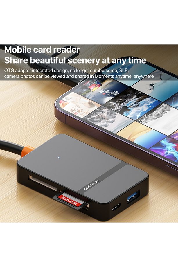 Çoklu 8in1 SD/TF/CF/MS/M2/Micro Hafıza Kart Okuyucu Adaptörü iPhone/iPad Type-C/USB  Cihazları - 5