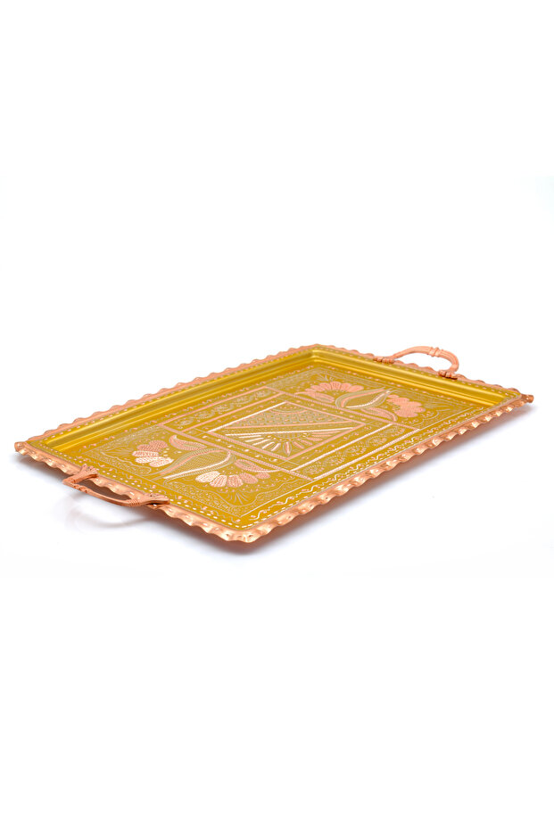 Rectangular Handle Copper Serving Tray 39 cm - 2