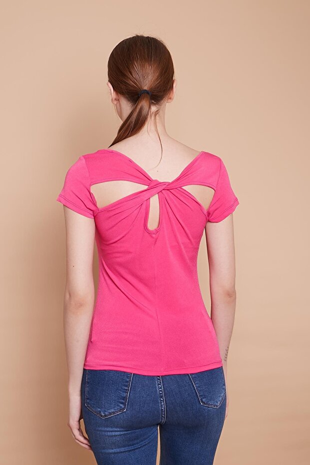 Stretch Fabric Crepe Fabric Balen Collar Gathered Body Blouse-Fujya