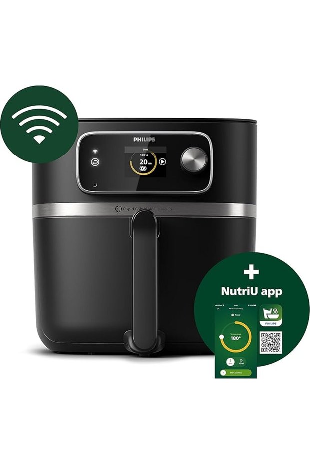 Connected Airfryer XXL - 2200W, 50Hz, 8.3L, 2KGs, with Food Thermometer, Black - HD9880/91