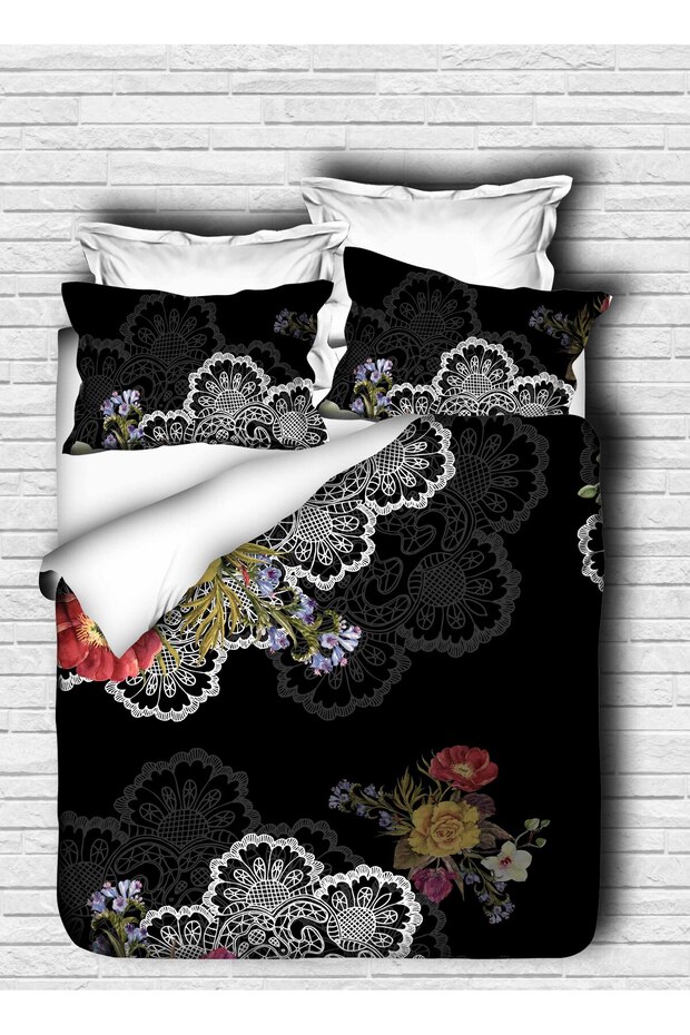 Floral and Embroidery Double Duvet Cover Set
