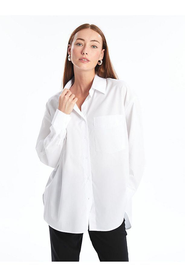 Lcw Düz Uzun Kollu Oversize Kadın Gömlek - 1