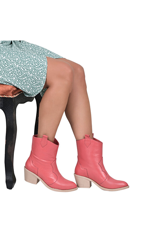 Hakiki Deri Nar Çiçeği Kadın Bot - 1