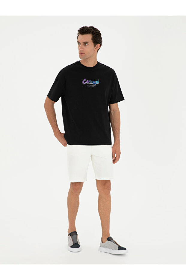 White Slim Fit Cotton Blended Jean Shorts 50285368-Vr013