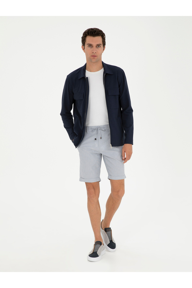 Açık Mavi Regular Fit Beli Bağcıklı Şort 50289150-VR003 - 1
