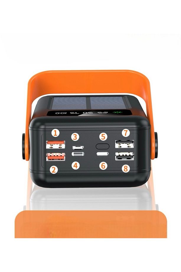 80.000 Mah Solar Kamp Işıklı Çoklu Kablolu 4x Usb 1x Type-c 1x Micro 1x Lightning Çıkışlı Powerbank - 5
