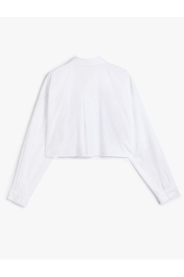 Crop Oversize Poplin Gömlek Taşlı Uzun Kollu Pamuklu - 2