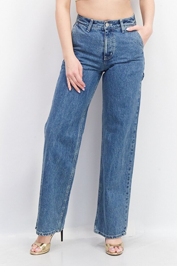 Women Regular Fit Washed Denim Jeans, Blue