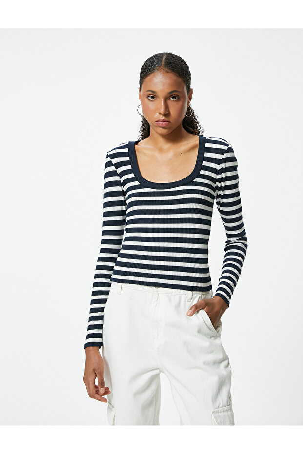 Long Sleeve T-Shirt Camisole U-Neck Slim Fit
