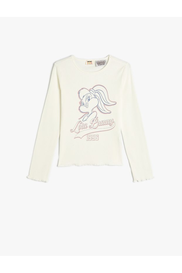 Lola Bunny Print Long Sleeve Crew Neck Licensed T-Shirt