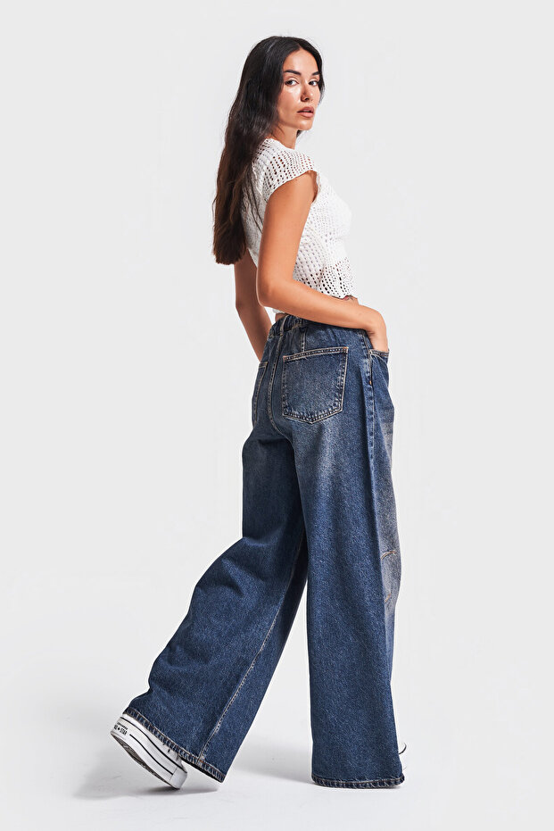 Kobieta T.Kot Kolor 2w48 Palazzo Fit z sznurowaniem w pasie Dżinsy z laskiem - 5